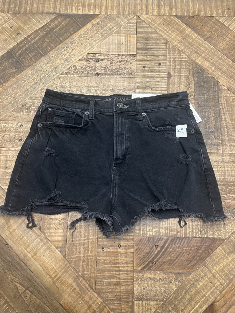Arizona Jean Co. Distressed Black Denim Shorts Highest-Rise Vintage Shortie